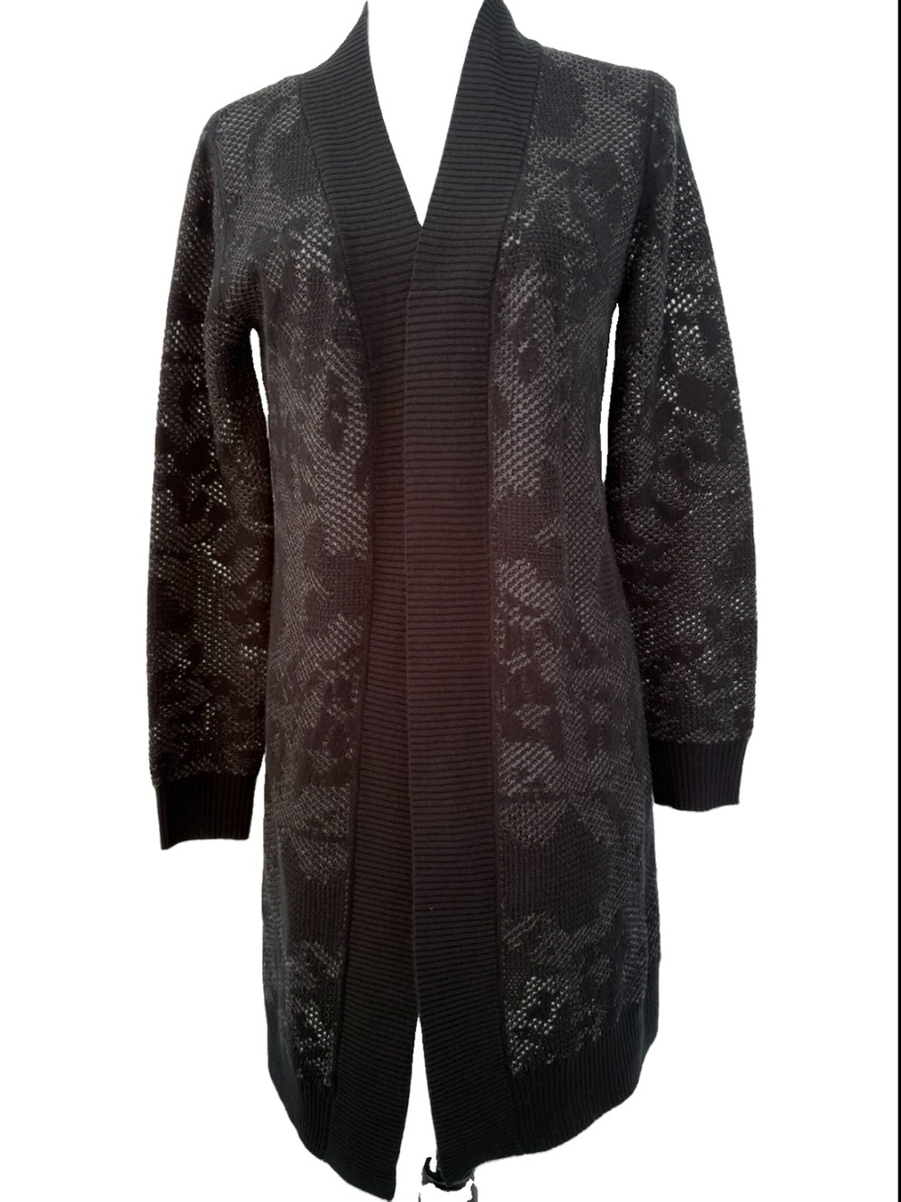 Jessica Long Open-Front Women's Black Knit Cardigan Sweater